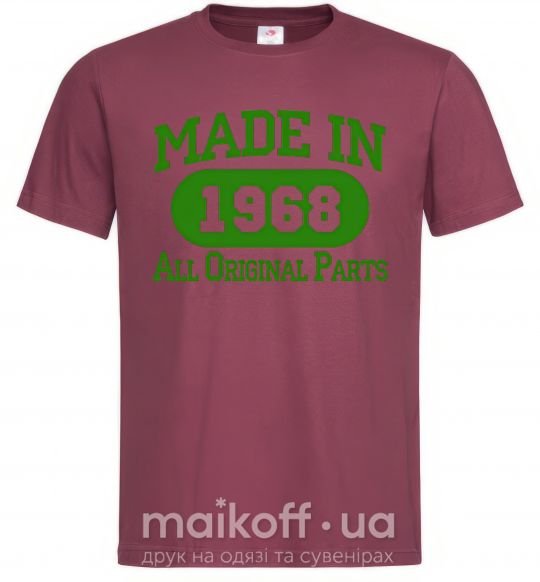 Чоловіча футболка Made in 1968 All Original Parts Бордовий фото