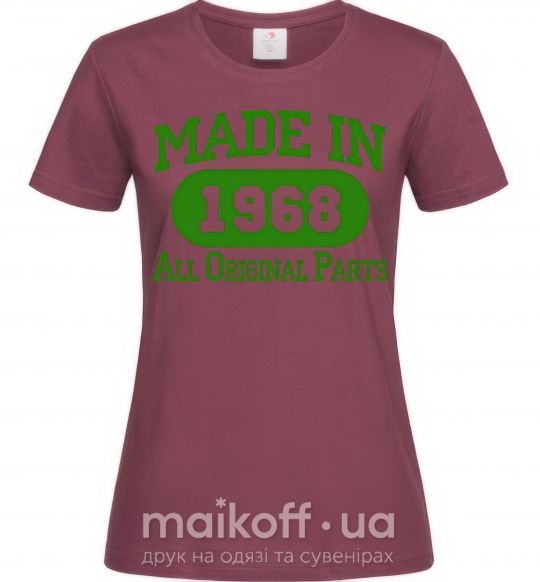 Жіноча футболка Made in 1968 All Original Parts Бордовий фото