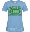Жіноча футболка Made in 1968 All Original Parts Блакитний фото