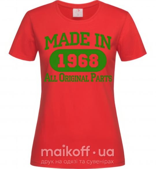 Женская футболка Made in 1968 All Original Parts Красный фото