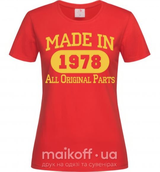 Женская футболка Made in 1978 All Original Parts Красный фото