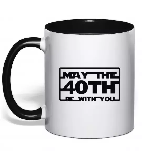 Чашка с цветной ручкой May the 40th be with you Черный фото