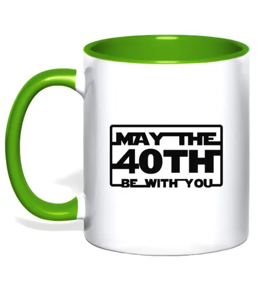 Чашка с цветной ручкой May the 40th be with you Лаймовый фото