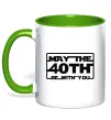 Чашка с цветной ручкой May the 40th be with you Лаймовый фото