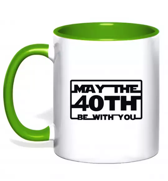 Чашка с цветной ручкой May the 40th be with you Зеленый фото