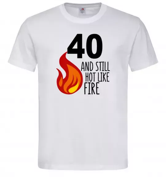 Мужская футболка 40 and still hot like fire Белый фото