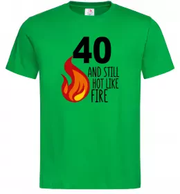 Мужская футболка 40 and still hot like fire Зеленый фото