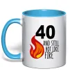 Чашка з кольоровою ручкою 40 and still hot like fire Блакитний фото