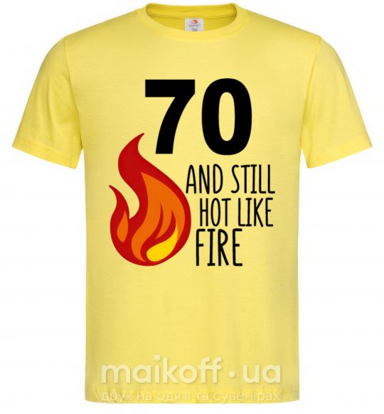 Мужская футболка 70 and still hot like fire Лимонный фото