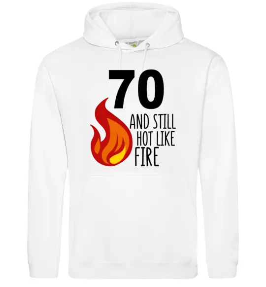 Женская толстовка (худи) 70 and still hot like fire Белый фото