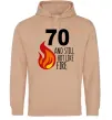 Женская толстовка (худи) 70 and still hot like fire Песочный фото