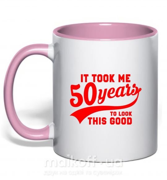 Чашка с цветной ручкой It took me 50 years to look this good Нежно розовый фото