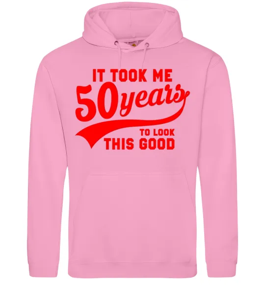 Мужская толстовка (худи) It took me 50 years to look this good Розовый фото
