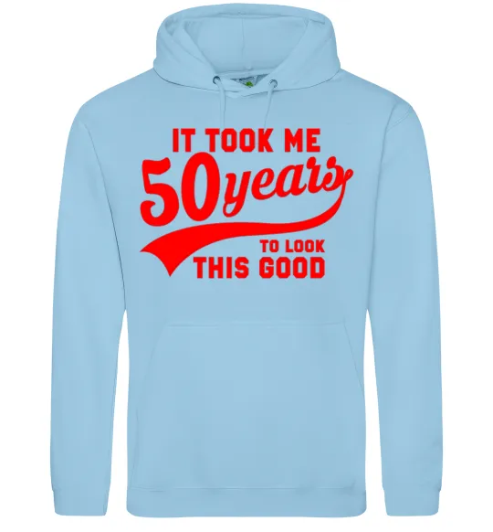 Мужская толстовка (худи) It took me 50 years to look this good Голубой фото