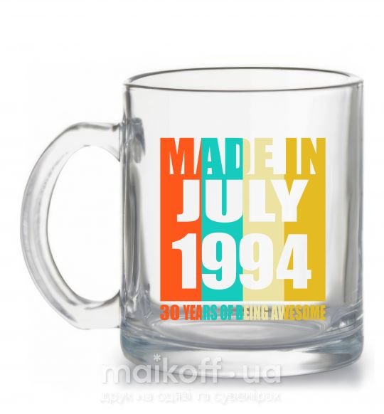 Чашка скляна Made in July 1988 30 years of being awesome Прозорий фото
