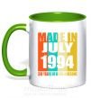 Чашка з кольоровою ручкою Made in July 1988 30 years of being awesome Зелений фото