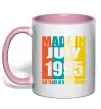 Чашка с цветной ручкой Made in July 1995 30 years of being awesome Нежно розовый фото
