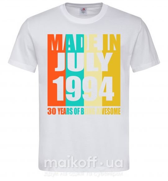 Чоловіча футболка Made in July 1988 30 years of being awesome Білий фото