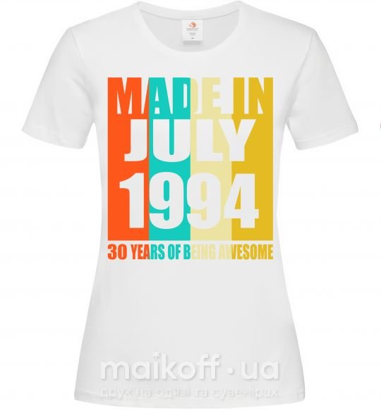 Жіноча футболка Made in July 1988 30 years of being awesome Білий фото