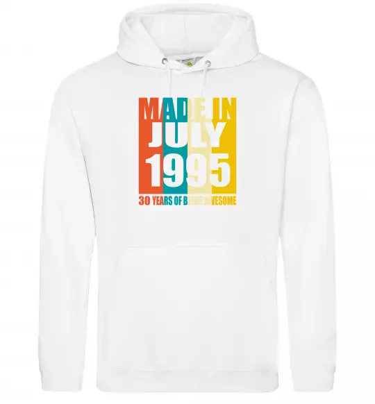 Жіноча толстовка (худі) Made in July 1995 30 years of being awesome Білий фото