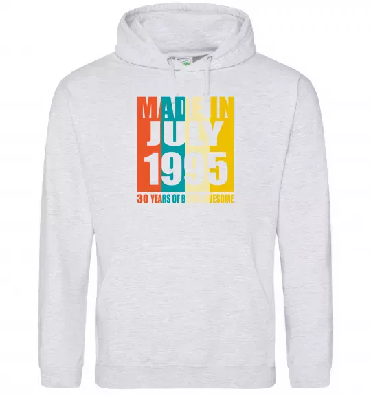 Жіноча толстовка (худі) Made in July 1995 30 years of being awesome Сірий меланж фото