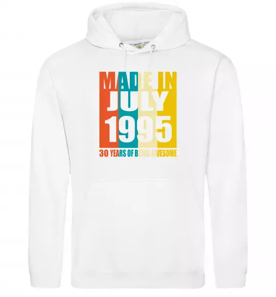 Чоловіча толстовка (худі) Made in July 1995 30 years of being awesome Білий фото