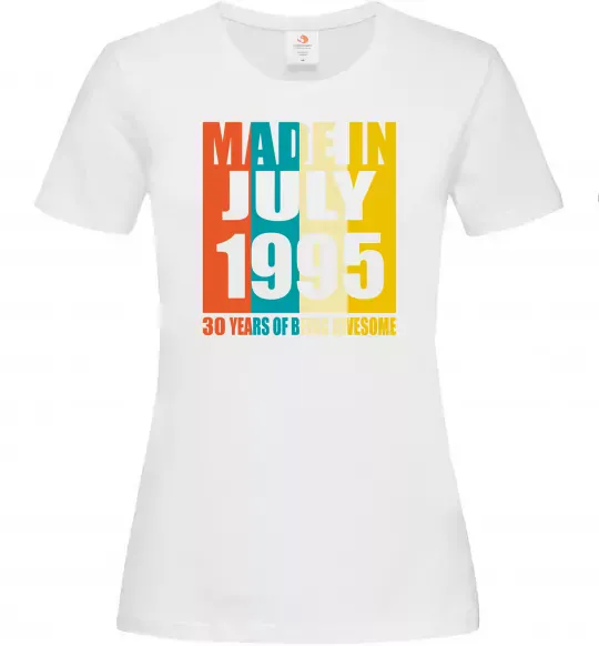Женская футболка Made in July 1995 30 years of being awesome Белый фото