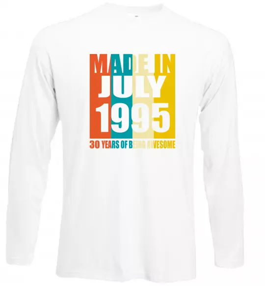 Лонгслів Made in July 1995 30 years of being awesome Білий фото