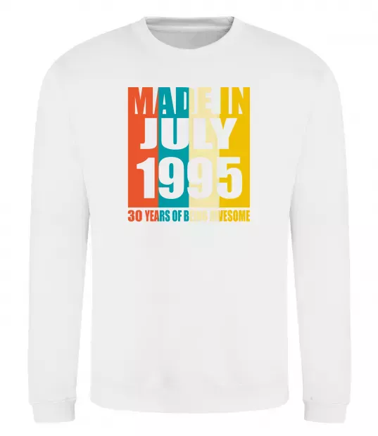 Світшот Made in July 1995 30 years of being awesome Білий фото
