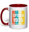 Чашка с цветной ручкой Made in September 1975 50 years of being awesome Красный фото