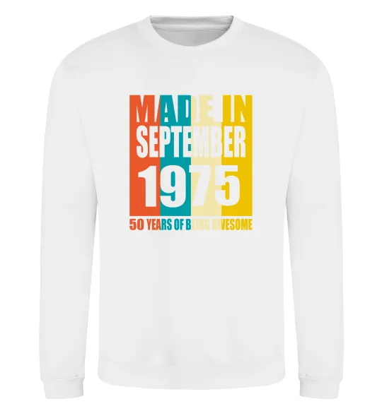 Свитшот Made in September 1975 50 years of being awesome Белый фото