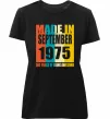 Жіноча преміум футболка Made in September 1975 50 years of being awesome Чорний фото