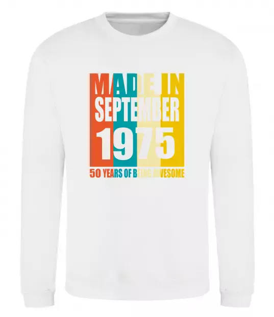 Свитшот Made in September 1975 50 years of being awesome Белый фото