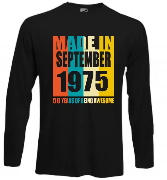Лонгслив Made in September 1975 50 years of being awesome Черный фото