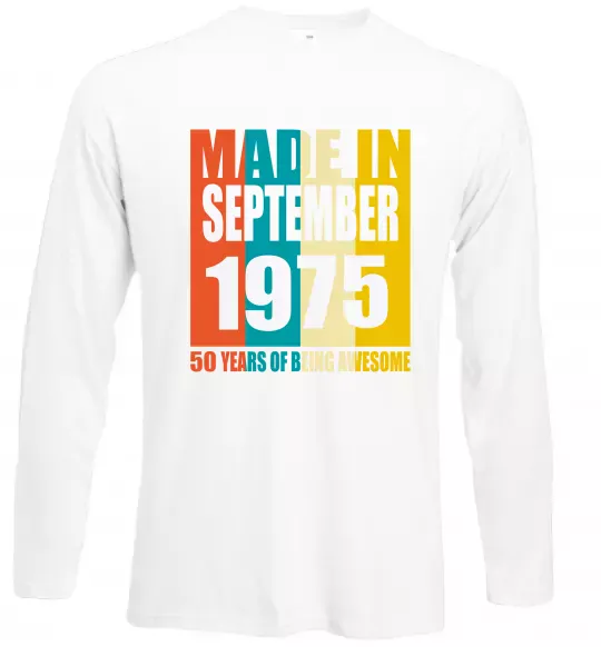 Лонгслив Made in September 1975 50 years of being awesome Белый фото