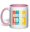Чашка с цветной ручкой Made in November 1975 50 years of being awesome Нежно розовый фото