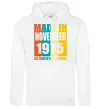 Мужская толстовка (худи) Made in November 1975 50 years of being awesome Белый фото