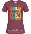 Жіноча футболка Made in November 1974 50 years of being awesome Бордовий фото