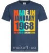 Мужская футболка Made in January 1968 50 years of being awesome Темно-синий фото