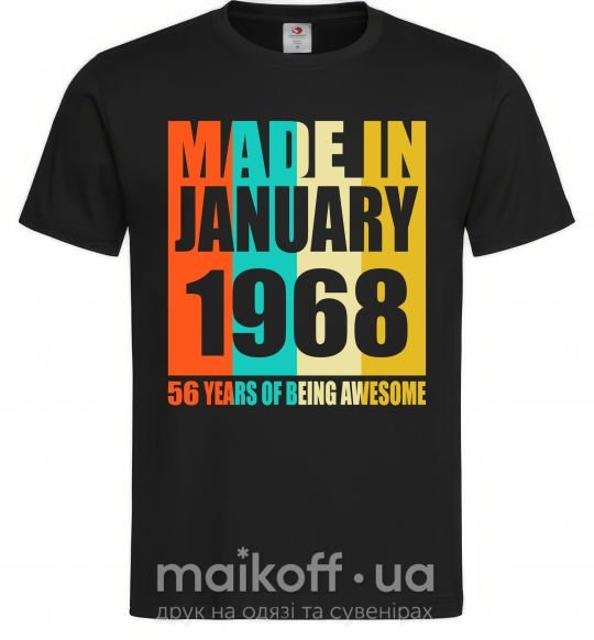 Мужская футболка Made in January 1968 50 years of being awesome Черный фото