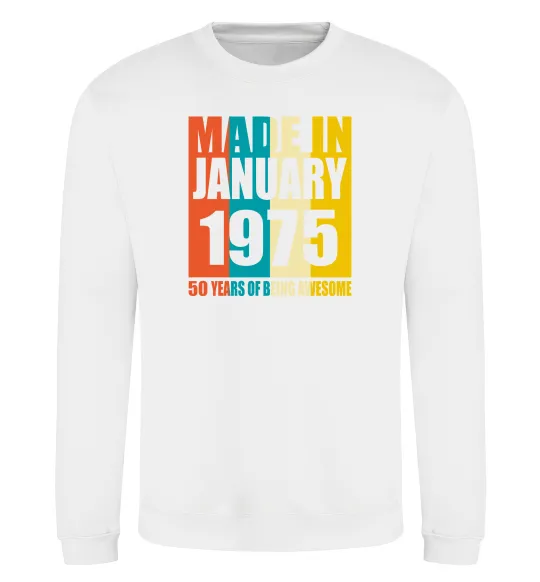 Свитшот Made in January 1975 50 years of being awesome Белый фото