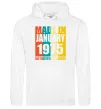 Мужская толстовка (худи) Made in January 1975 50 years of being awesome Белый фото