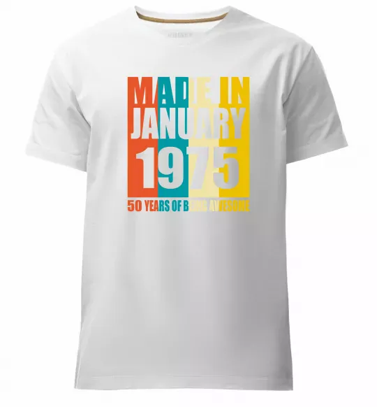 Мужская премиум футболка Made in January 1975 50 years of being awesome Белый фото