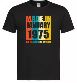 Мужская футболка Made in January 1975 50 years of being awesome Черный фото