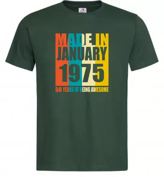 Чоловіча футболка Made in January 1975 50 years of being awesome Темно-зелений фото