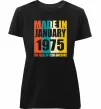 Жіноча преміум футболка Made in January 1975 50 years of being awesome Чорний фото