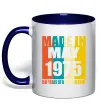 Чашка з кольоровою ручкою Made in May 1975 50 years of being awesome Глибокий темно-синій фото