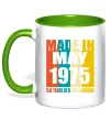 Чашка з кольоровою ручкою Made in May 1975 50 years of being awesome Зелений фото
