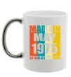 Чашка з кольоровою ручкою Made in May 1975 50 years of being awesome Срібло фото