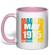 Чашка з кольоровою ручкою Made in May 1975 50 years of being awesome Ніжно рожевий фото